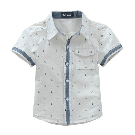 Printed Cotton Boys' Shirts for Middle-Aged Boys - Stylish Short Sleeve Shirt for Summer