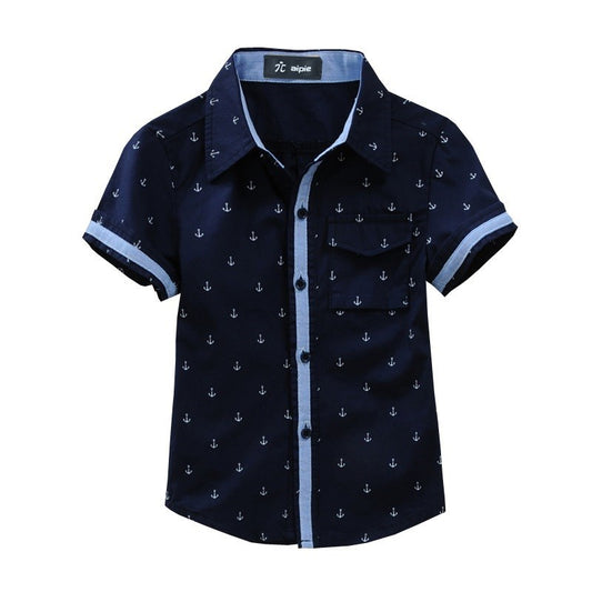 Printed Cotton Boys' Shirts for Middle-Aged Boys - Stylish Short Sleeve Shirt for Summer