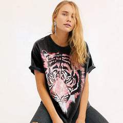 New Style Pure Cotton Black Printed Casual T-Shirt