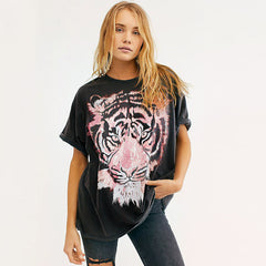 New Style Pure Cotton Black Printed Casual T-Shirt