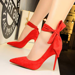 One Word Bow Knot High Heel Shoes