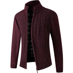 Autumn And Winter Middle-aged Men Plus Velvet Thick Knit Sweater Cardigan | Father Wear Warm Jacket - Farefe