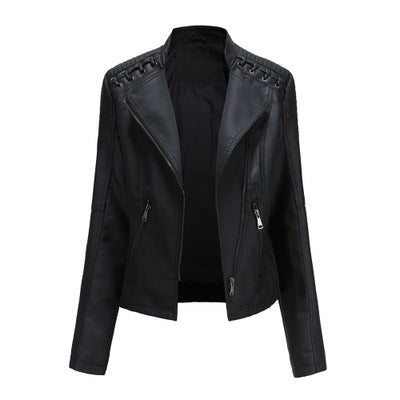 Women's Leather Jackets Slim Fit Short Sleeve Motorcycle Suits
