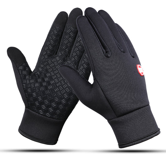 Autumn Winter Warm Cycling Gloves with Velvet - Black, S/M/L/XL Sizes, Split Finger Style - Farefe