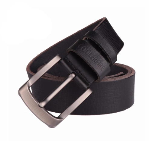 High-end Leather Pin Buckle Belt for Men - First Layer Cowhide, Lacquer Processing, Rectangular Belt Buckle, Pin Buckle Fastening, Rivet Design - Black/Brown - Width: Ordinary - Single Circle - Available in Various Sizes - Farefe