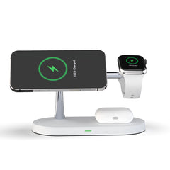 Magnetic Wireless Charger for iPhone, Apple Watch, AirPods - 5-in-1 Desktop Mobile Phone Holder with Fast Charging - 15W