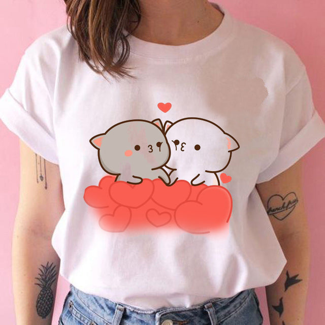 Fashion Harajuku Kawaii Women Ullzang Punk Tshirt Cartoon Cute Anime Tee - Farefe