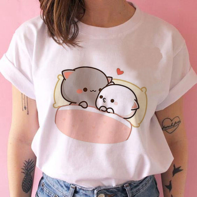 Fashion Harajuku Kawaii Women Ullzang Punk Tshirt Cartoon Cute Anime Tee - Farefe