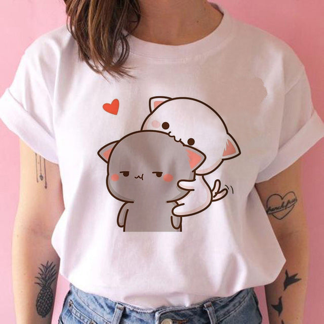 Fashion Harajuku Kawaii Women Ullzang Punk Tshirt Cartoon Cute Anime Tee - Farefe