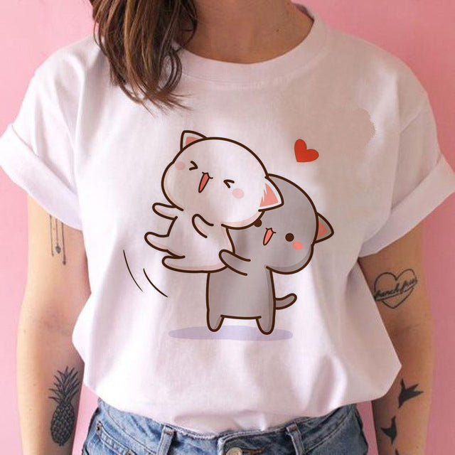 Fashion Harajuku Kawaii Women Ullzang Punk Tshirt Cartoon Cute Anime Tee - Farefe