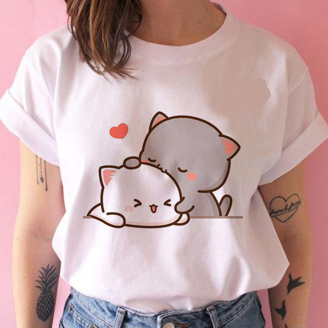 Fashion Harajuku Kawaii Women Ullzang Punk Tshirt Cartoon Cute Anime Tee - Farefe