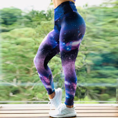 Fitness High Elastic Sports Leggings - Abstract Ink Pattern High Waist Yoga Leggings