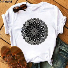 Printed Modal Women's T-Shirt for Sports and Leisure - Short Sleeve