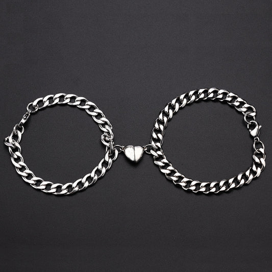 Attract Love with Stunning Couple Bracelets - Perfect Heart-Shaped Set