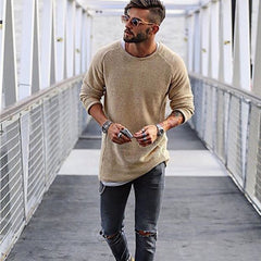 Men's Round Neck Long Sleeve Sweater - Casual Loose Fit, Twill Style Details, Acrylic Wool Blend (76%~80% content), Suitable for Winter, Teenagers, Available in Multiple Colors