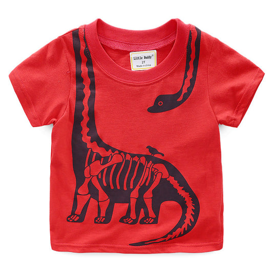 Kids Dinosaur Print Summer Short Sleeve Shirt