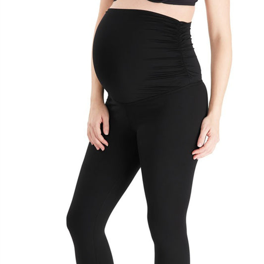 Stay Stylish and Comfortable with Colored Cotton Waist Folds Maternity Leggings