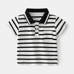 Qing New Style Boy Short-sleeved Polo Shirt for Casual Outings at Home - Farefe