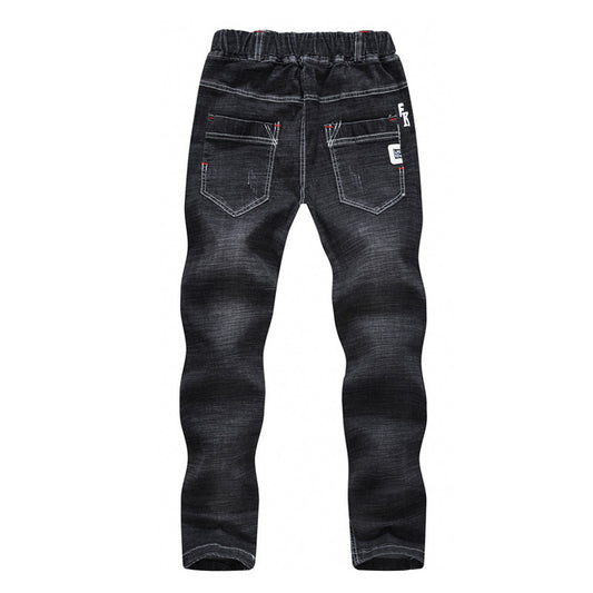 Autumn Winter Black Slim-Fit Warm Middle-Aged Children's Trousers - Farefe