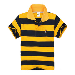 CUHK Kids' Striped Polo Shirt - Cotton Short Sleeve Casual Tee
