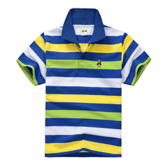 CUHK Kids' Striped Polo Shirt - Cotton Short Sleeve Casual Tee