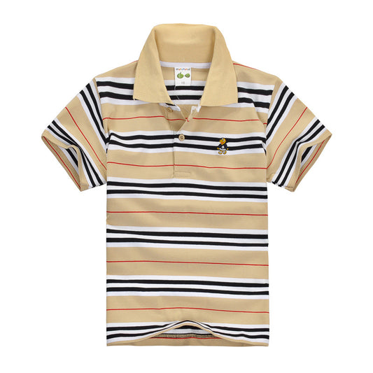 CUHK Children's T-shirt - Cotton Striped Lapel Polo Shirt - Farefe