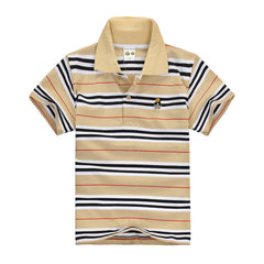 CUHK Children's T-shirt - Cotton Striped Lapel Polo Shirt - Farefe