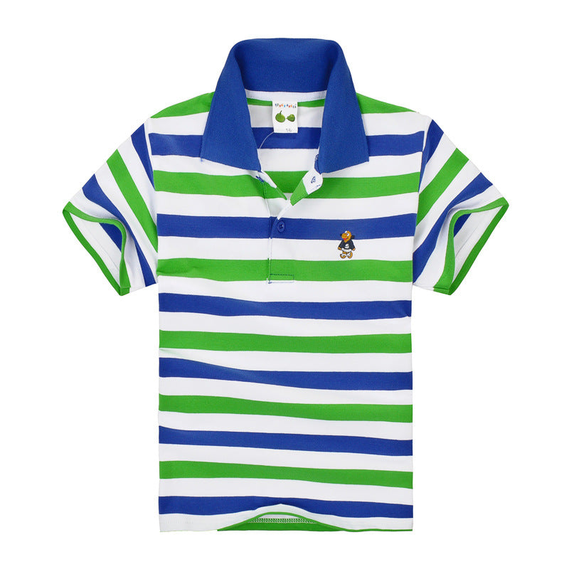 CUHK Children's T-shirt - Cotton Striped Lapel Polo Shirt - Farefe