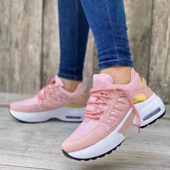 Lace Up Sneakers Women's Wedge Heel Running Sports Shoes - Farefe