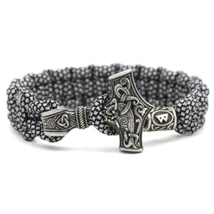 Vintage Thor's Hammer Braided Bracelet: Embrace Norse Power and Style - Farefe