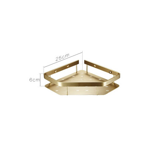 Bathroom Copper Storage Rack - Light Luxury Single/Double Layer Brass Shelf, Fan-Shaped Corner Design, 20kg Load Capacity, 25*6 Size - Farefe