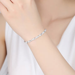 Elegant Zircon Geometric Sterling Silver Bracelet for Wedding and Everyday Glam