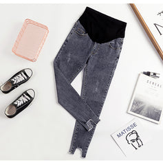 Korean Style Fashion Maternity Denim Pencil Pants for Chic Moms