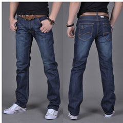 Men's Denim Straight-Leg Pants - Trendy and Comfortable Long Jeans for Men