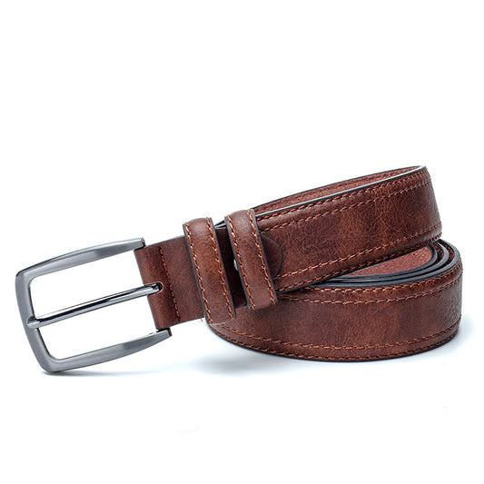 Men Vintage Split Leather Belt - Luxury Designer Belts with Vintage Style - Farefe