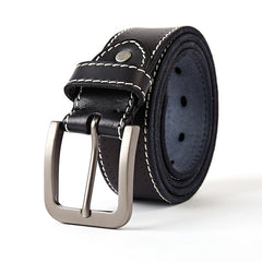 Washed Leather Belt - Casual Style, Top Layer Cowhide, Pin Buckle - Adult Unisex Belt