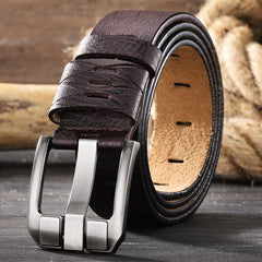 Premium Double-Skin Leather Men's Belt for Versatile Style