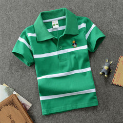 Boys Casual Striped Polo T-Shirt - Short Sleeve, Soft Cotton, Sizes 4-24 - Farefe