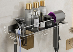 Hair Dryer And Toothbrush Holder Integrated Bathroom Storage Rack