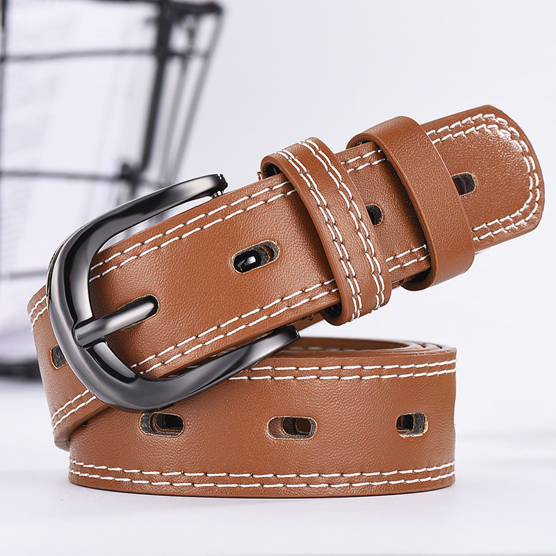 Two-line Unisex Hollow Out All-match Thin Trousers Belts