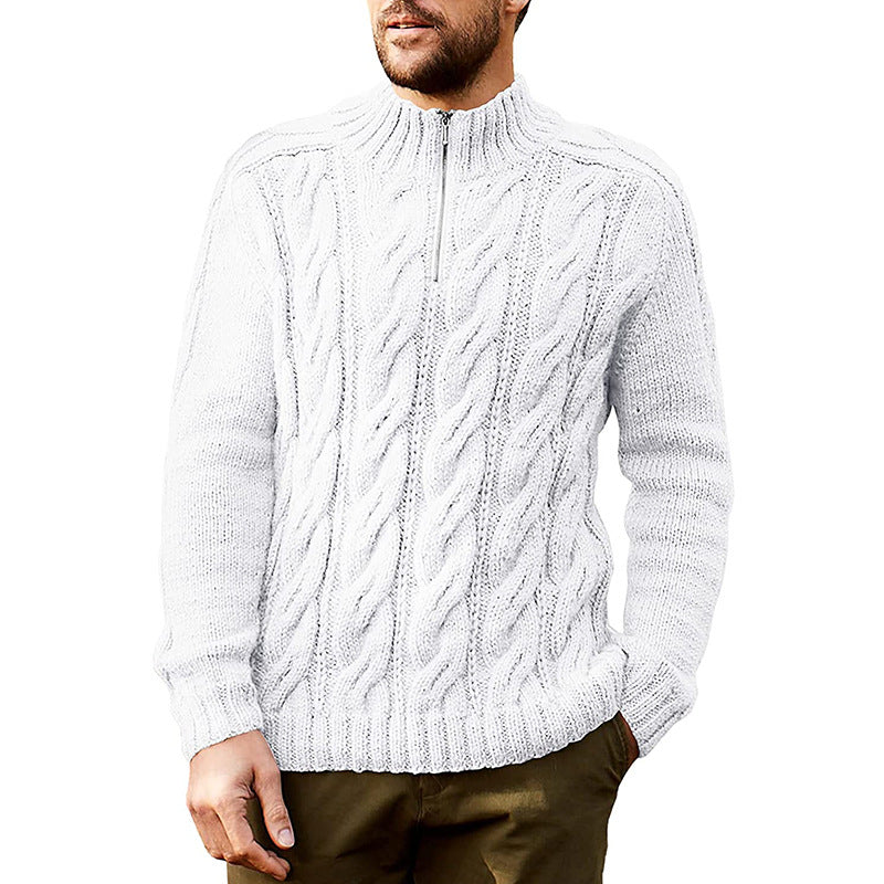 Sweater Men's Solid Color Half High Neck Long Sleeve Sweaterto - Farefe