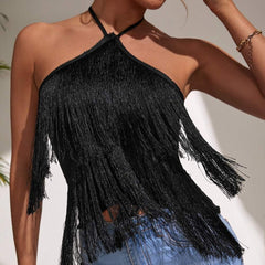 Tassel Suspender Halter Top - Fashionable and Stylish