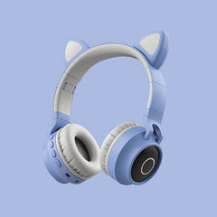 LED Light Cat Ear Headphones Wireless Bluetooth 5.0 Headset Foldable Kids Headphone