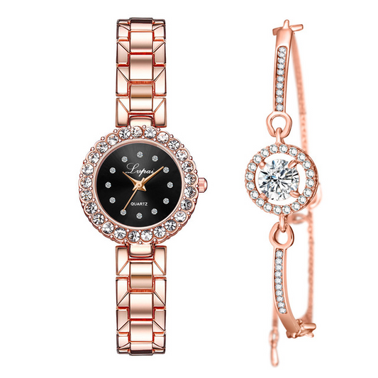 Set of Women's Fashion Quartz Watches: Bangle Clock Bracelet Wrist-Watch with Luxury Design - Farefe