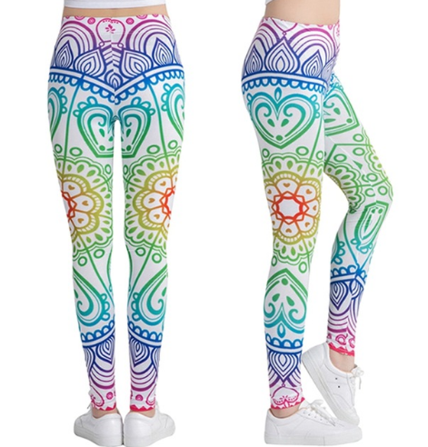 Printed Stretch Pants for Women - Breathable, Slim Fit Yoga Leggings with Anti-Wire Removal Pattern (Size: Waist 60-88cm, Hip 96-116cm, Length 92cm) - Farefe