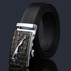 Men's Automatic Belt with Imitation Leather and Rectangular Alloy Buckle - Farefe