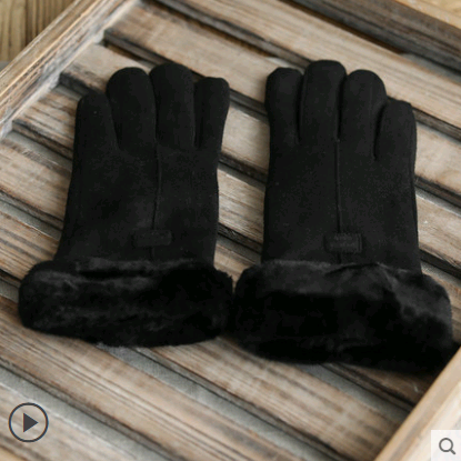 Gloves Female Autumn and Winter Warm Velvet Touch Screen Suede Gloves - Farefe