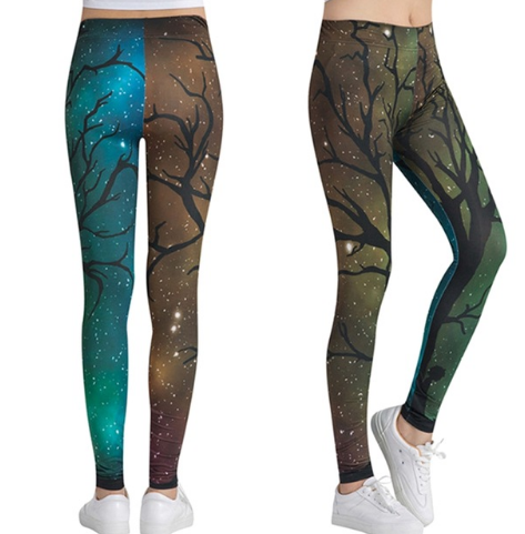 Printed Stretch Pants for Women - Breathable, Slim Fit Yoga Leggings with Anti-Wire Removal Pattern (Size: Waist 60-88cm, Hip 96-116cm, Length 92cm) - Farefe