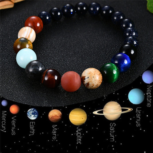 Solar System Planetary Bracelet: Embrace the Mysteries of the Cosmos with this Unisex Gemstone Bracelet