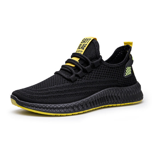 Men's Flyknit Casual Sneakers with Flat Heel and Round Toe in Low-top Style